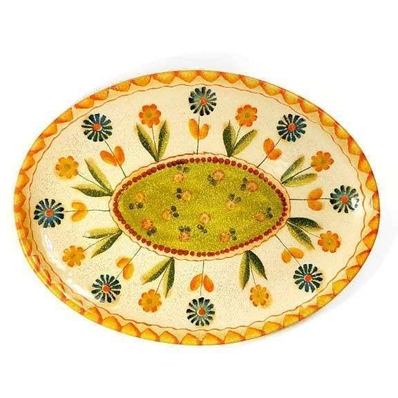 FE15-44-V-oval-plate-green È Sempre Festa - oval plate cm44 green
