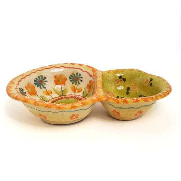 FE4838-19-V-antipasto-dish-2-sections-green2 È Sempre Festa - 19cm green appetizer tray